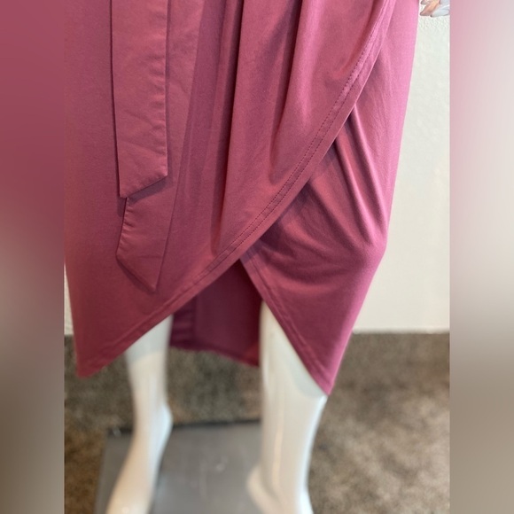 Soft Stretchy Wrap-Look Pull-Over Belted Dress~Short Rolled Sleeves~Size M - Picture 9 of 14